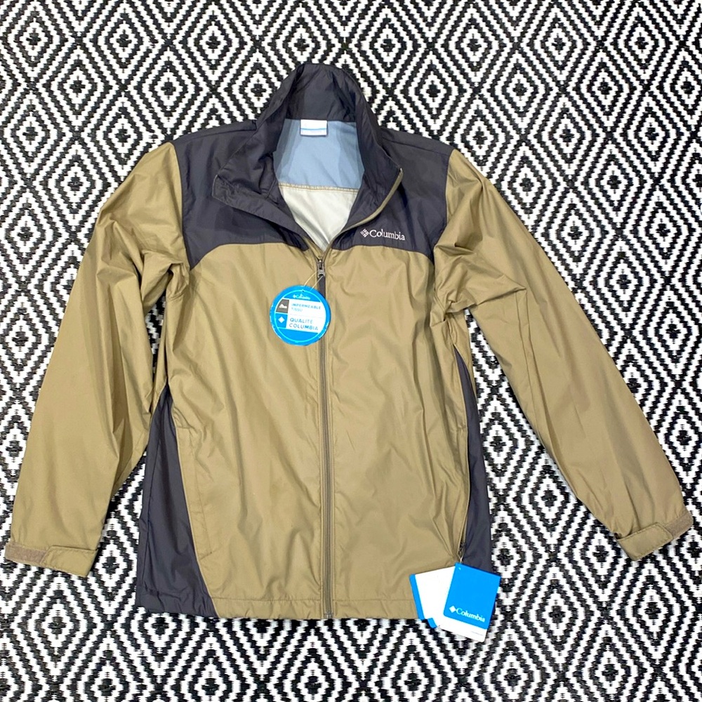 Columbia NWT Men’s Windbreaker Rain Jacket- Water Weather resistant-Two Tone Tan